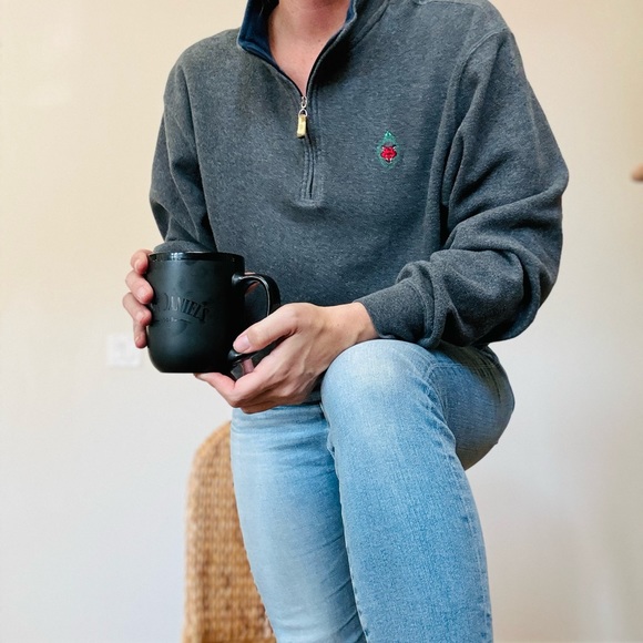 Peter Millar Sweaters - Peter Millar Vintage 1/4 zip up. British grey. Cotton. Medium